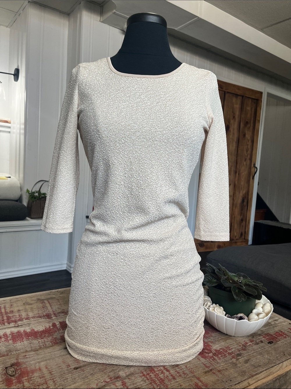 Seduction Shimmery Champagne Mini Dress